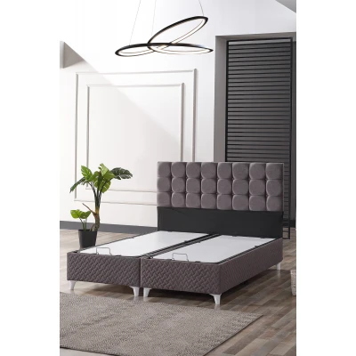 Bengü Çift Kişilik Baza Başlık Set Gri 150*200