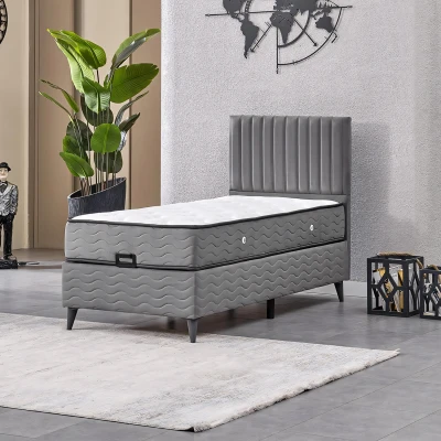 Ezgi Tek Kişilik Baza Başlık Set Gri 90*190