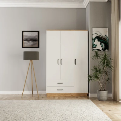 [EVDEMO-1850] Erna 3 Kapak 2 Çekmeceli Gardırop Atlantik Çam