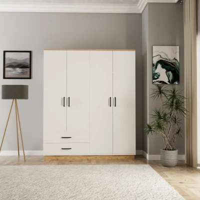 Erna 4 Kapak 2 Çekmeceli Gardırop Atlantik Çam