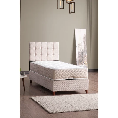 [EVDEMO-1711] Bengü Tek Kişilik Baza Başlık Yatak Seti Krem 90*190