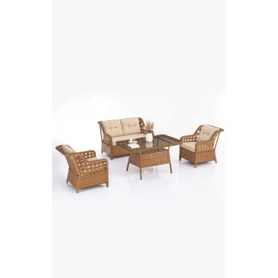 Eren Rattan Bahçe Balkon Takımı 2+1+1 Kahve
