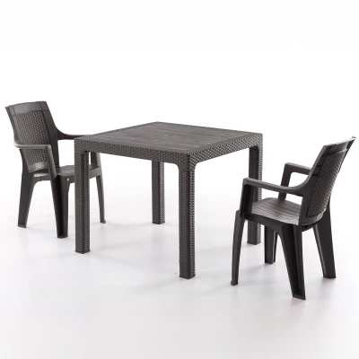 Efes 2 Kişilik Rattan Masa Sandalye Takımı Kahve