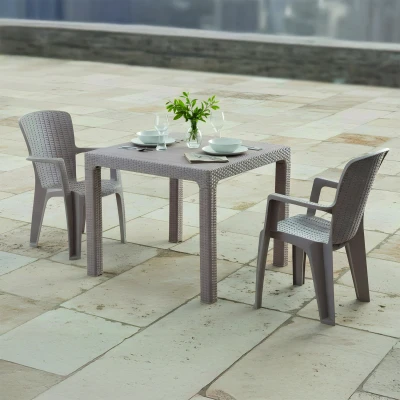 [EVDEMO-2125] Side 2 Kişilik Rattan Masa Sandalye Takımı Cappuccino