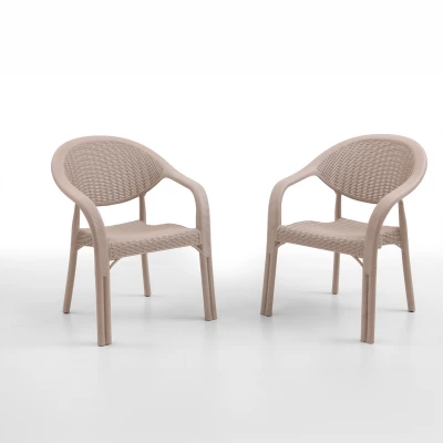 Bamboo 2'li Rattan Sandalye Cappuccino