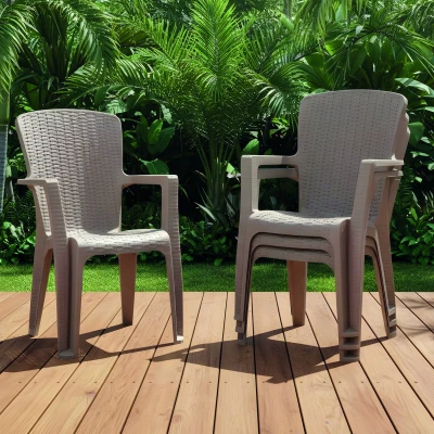 Side 4'lü Rattan Sandalye Cappuccino