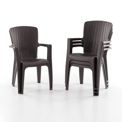 Side 4'lü Rattan Sandalye Kahve