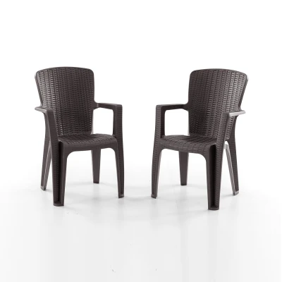 Side 2'li Rattan Sandalye Kahve