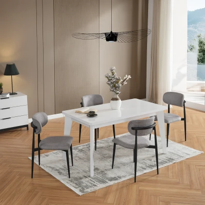 [EVDEMO-2220] Polo 4 Kişilik Mutfak Yemek Masası Takımı Gri