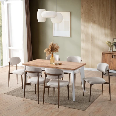 Polo 6 Kişilik Mutfak Yemek Masası Takımı Krem