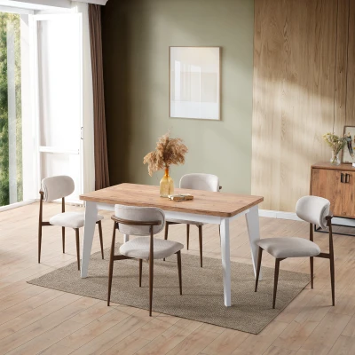 [EVDEMO-2222] Polo 4 Kişilik Mutfak Yemek Masası Takımı Krem