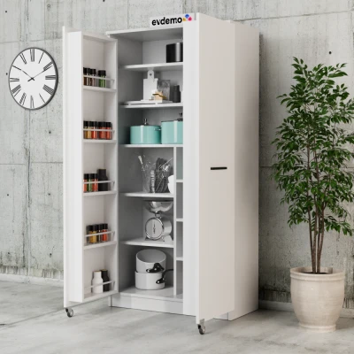 Art 2 Kapaklı Erzak Kiler Mutfak Dolabı Beyaz