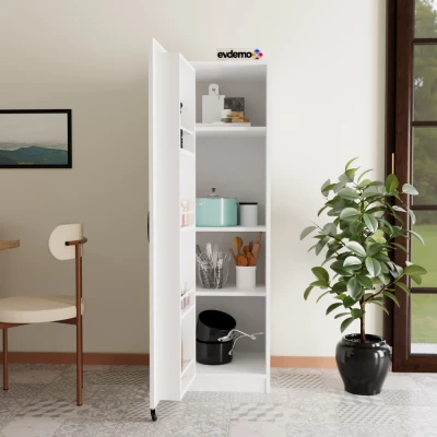 Elzem Tek Kapaklı Erzak Kiler Dolabı Beyaz