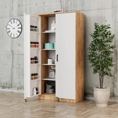 Eva 2 Kapaklı Erzak Kiler Dolabı Atlantik Çam Beyaz