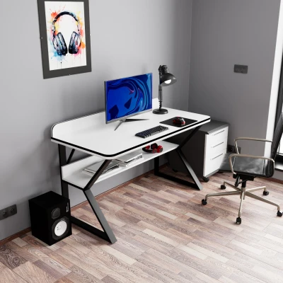 [EVDEMO-2375] Pulsar Oyuncu Masası Çalışma Ofis Masası Gaming Masa Beyaz