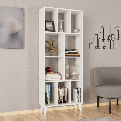 [EVDEMO-1791] Petek Dekoratif Kitaplık Beyaz