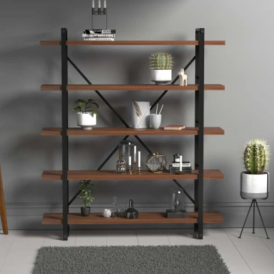 [EVDEMO-310] Evdemo Wood Metal Kitaplık Ceviz