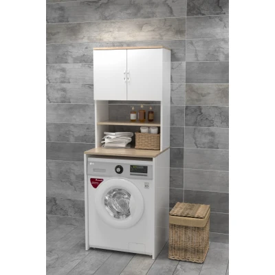 [EVDEMO-1519] Çamaşır Makinesi Üstü Banyo Dolabı Rafı Beyaz