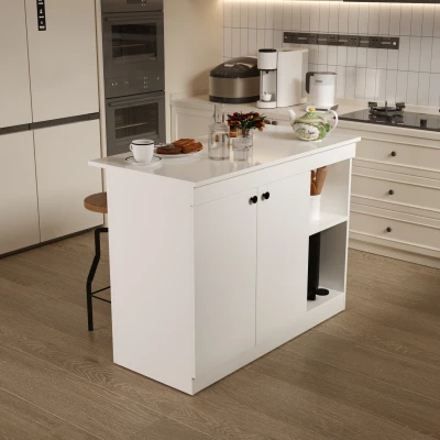 Yıldız Mutfak Adası Çok Amaçlı Dolap Masa Beyaz